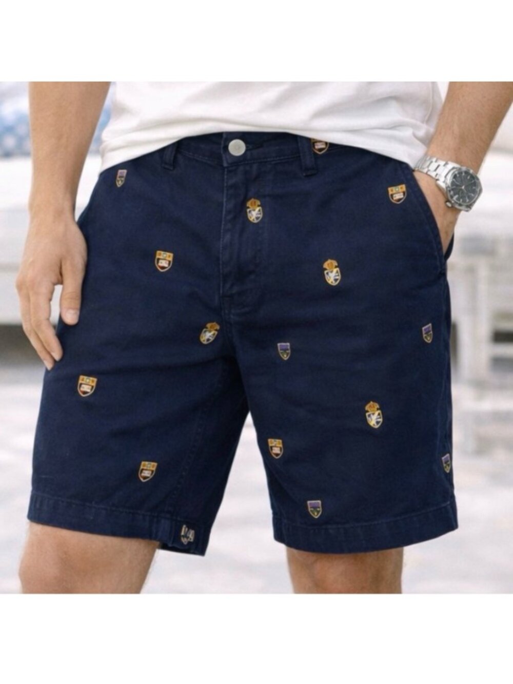 RALPH LAUREN Men's EUC Polo Embroidered Crest Shorts Navy | Size 33
